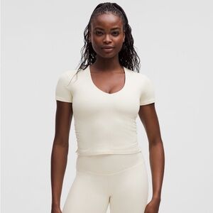 Lululemon All It Takes Ribbed Nulu V-Neck T-Shirt - Light Ivory